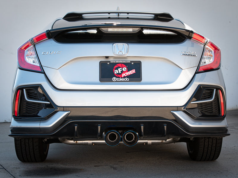 aFe Takeda 3in 304 SS Cat-Back Exhaust System w/Blue Flame Tips 17-20 Honda Civic Sport L4-1.5L (t) - Burkken Auto Parts