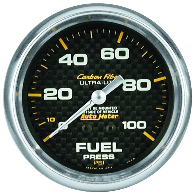 Autometer Carbon Fiber 66.7mm 0-15 PSI W/O ISO Fuel Pressure Gauge - Burkken Auto Parts