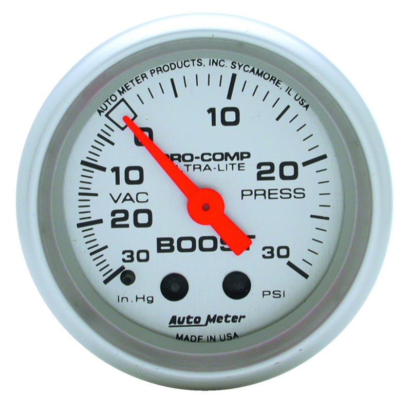 Autometer Ultra-Lite 52mm 30 PSI Mechanical Boost Gauge - Burkken Auto Parts