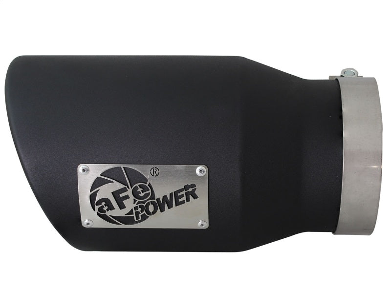 aFe MACHForce XP 5in 304 Stainless Steel Exhaust Tip 5 In x 7 Out x 12L in Bolt On Right - Black - Burkken Auto Parts