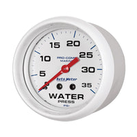 Autometer AutoGage 2-5/8in. / 35 PSI Mechanical Water Press Gauge - Marine White - Burkken Auto Parts