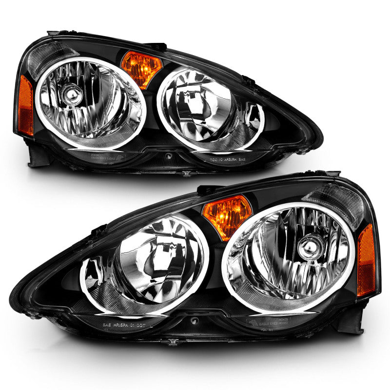 ANZO 2002-2004 Acura RSX Crystal Headlights Black - Burkken Auto Parts