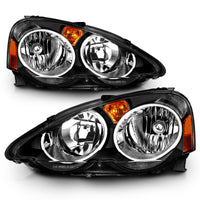 ANZO 2002-2004 Acura RSX Crystal Headlights Black - Burkken Auto Parts