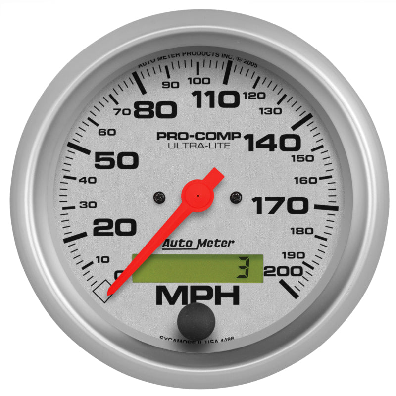 Autometer Ultra-Lite 85.7mm In-Dash Electronic Programmable 200 MPH Speedometer - Burkken Auto Parts