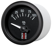 Autometer Stack Instruments 52mm 0-100 PSI 1/8in NPTF Electronic Oil Pressure Gauge - Black - Burkken Auto Parts