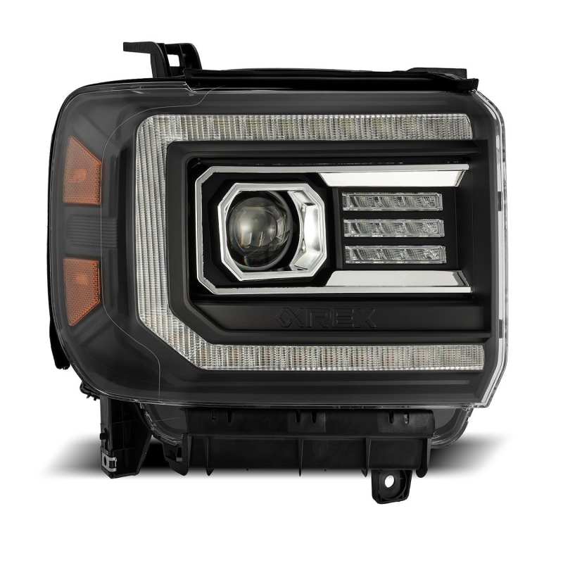 AlphaRex 14-18 GMC Sierra PRO-Series Proj Headlights Plank Style Black w/Activ Light/Seq Signal/DRL - Burkken Auto Parts