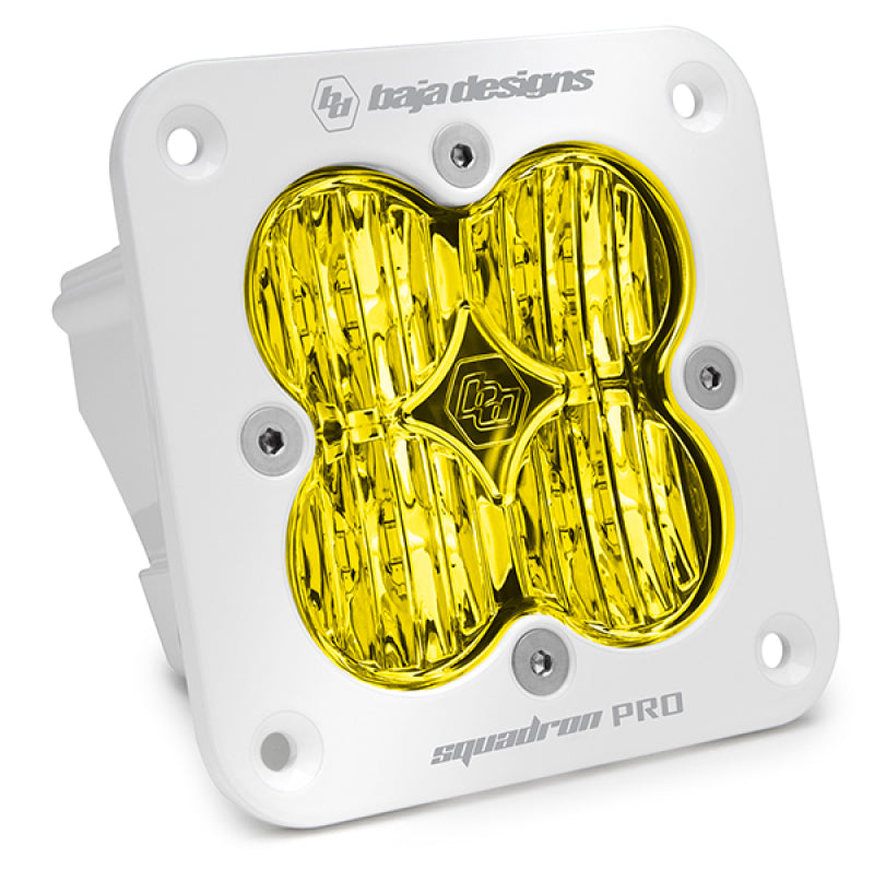 Baja Designs Squadron Pro White Wide Cornering Pattern Flush Mount LED Light Pod - Amber - Burkken Auto Parts