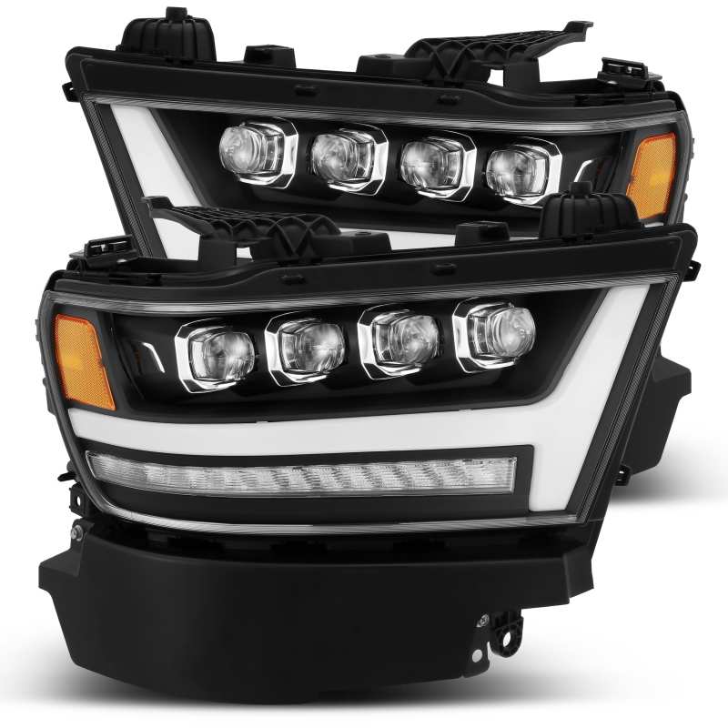 AlphaRex 19-20 Ram 1500HD NOVA LED Proj Headlight Plank Style Matte Blk w/Activ Light/Seq Signal/DRL - Burkken Auto Parts