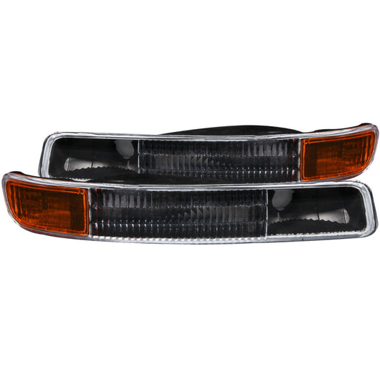 ANZO 1999-2006 GMC Sierra 1500 Euro Parking Lights Black w/ Amber Reflector - Burkken Auto Parts