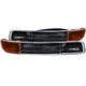 ANZO 1999-2006 GMC Sierra 1500 Euro Parking Lights Black w/ Amber Reflector - Burkken Auto Parts