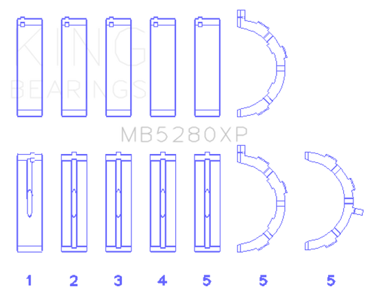 King Engine Bearings Ford Prod. V8 4.6L/5.4L (Size STD) Performance Main Bearing Set - Size STD
