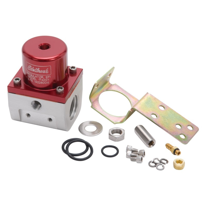 Edelbrock Fuel Pressure Regulator EFI 180 GPH 35-90 PSI -10In/Out -6 Return Red/Clear - Burkken Auto Parts