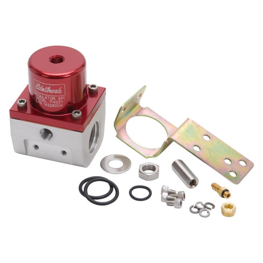 Edelbrock Fuel Pressure Regulator EFI 180 GPH 35-90 PSI -10In/Out -6 Return Red/Clear - Burkken Auto Parts