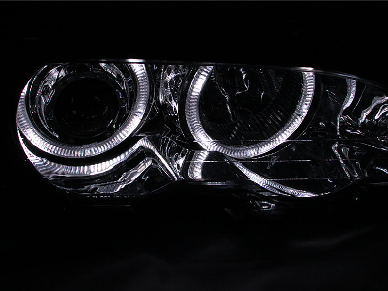 ANZO 2000-2003 BMW 3 Series E46 Projector Headlights w/ Halo Chrome - Burkken Auto Parts
