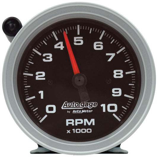 AutoMeter Tachometer Gauge 10K RPM 3 3/4in Pedestal w/Ext. Shift-Light - Black Dial/Black Case - Burkken Auto Parts