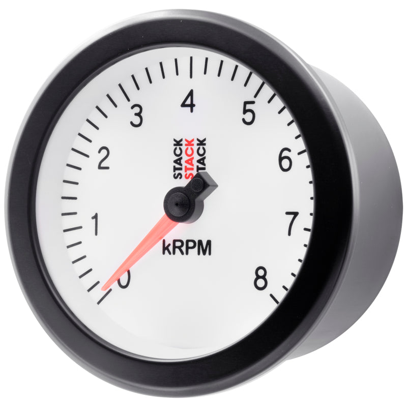 Autometer Stack Sport 88mm 0-8K RPM Tachometer - White - Burkken Auto Parts