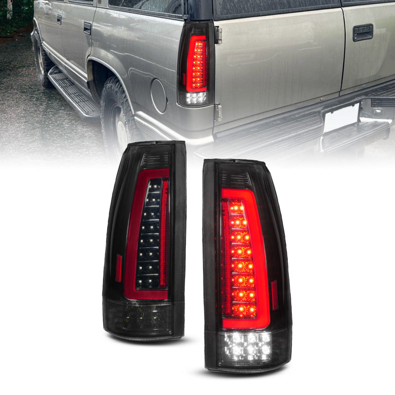 ANZO 88-99 Chevy/GMC C/K1500/2500/3500 Full LED Light Tube Taillights Black Housing Smoke Lens - Burkken Auto Parts
