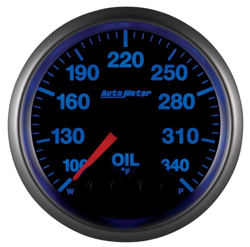 Autometer Elite 52mm 100-340 Deg F Oil Temp Peak & Warn w/ Electronic Control Gauge - Burkken Auto Parts