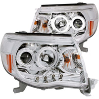 ANZO 2005-2011 Toyota Tacoma Projector Headlights w/ Halos Chrome - Burkken Auto Parts