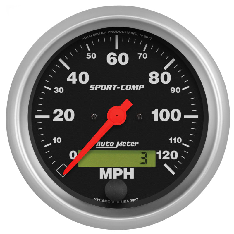 Autometer Sport-Comp 3-3/8 inch 120 MPH Electronic Speedometer Gauge - Burkken Auto Parts