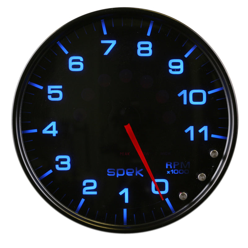 Autometer Spek-Pro Gauge Tachometer 5in 11K Rpm W/Shift Light & Peak Mem Black/Smoke/Black - Burkken Auto Parts