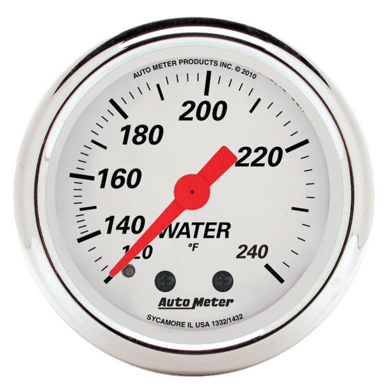 AutoMeter Gauge Water Temp 2-1/16in. 120-240 Deg. F Mech Arctic White - Burkken Auto Parts