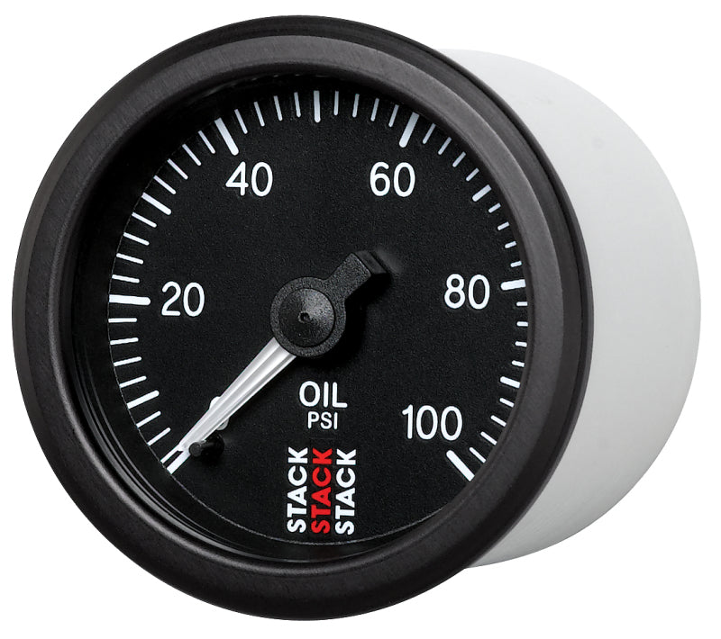 Autometer Stack 52mm 0-100 PSI 1/8in NPTF (M) Mechanical Oil Pressure Gauge - Black - Burkken Auto Parts