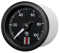Autometer Stack 52mm 0-100 PSI 1/8in NPTF (M) Mechanical Oil Pressure Gauge - Black - Burkken Auto Parts