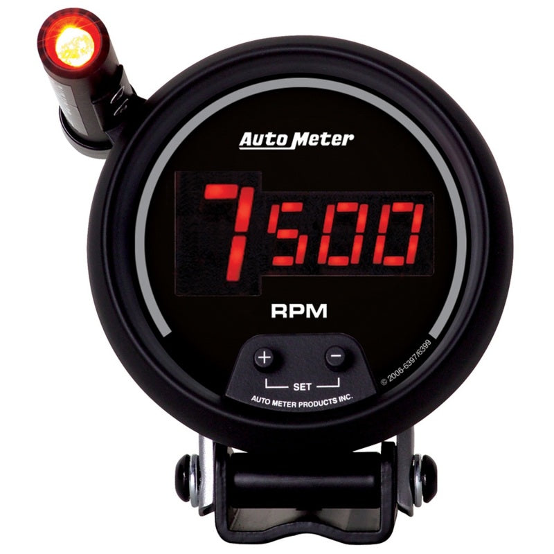 Autometer Quick-Lite Digital 10K RPM Pedestal Mount 3 3/4in Tachometer Black Dial w/ Red LED - Burkken Auto Parts