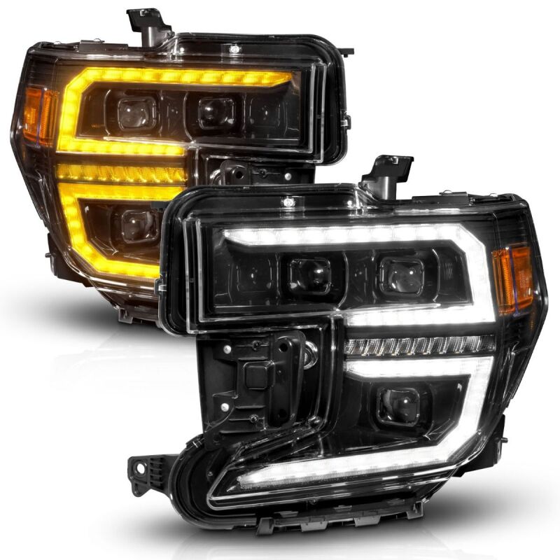 ANZO 19-21 GMC Sierra 1500 LED Projector Headlight w/Switchback+Sequential - Black - Burkken Auto Parts