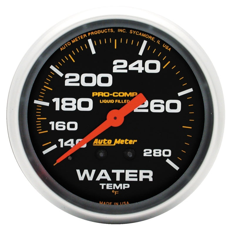 Autometer Liquid Filled Mechanical 2-5/8in 140-280 deg F Water Termperature Gauge Includes 6 - Burkken Auto Parts