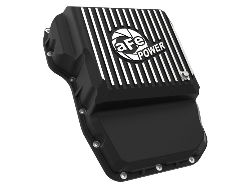 aFe Transmission Pan (Black w/ Machined Fins) 13-19 Dodge Diesel Trucks L6-6.7L (td) - Burkken Auto Parts