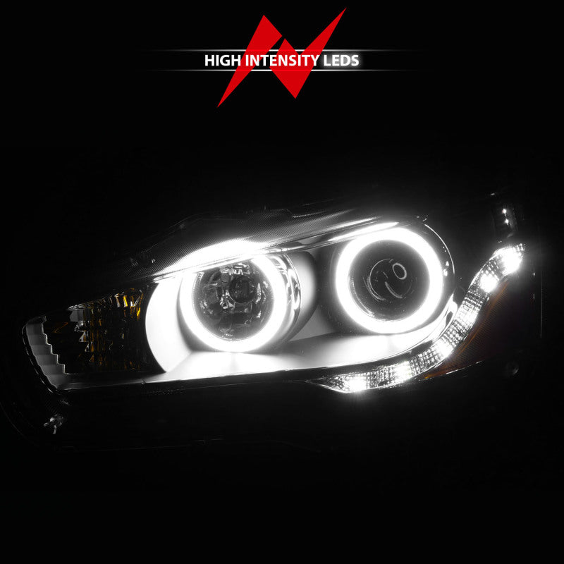 ANZO 2008-2015 Mitsubishi Lancer Projector Headlights w/ Halo Black (CCFL) - Burkken Auto Parts