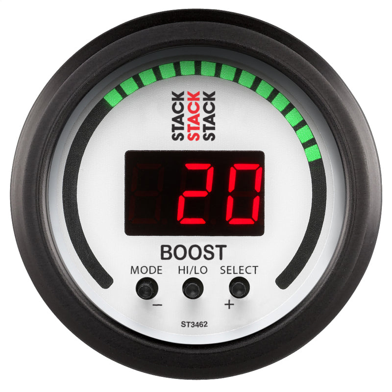 Autometer Stack 52mm -1 to +2 Bar (-30INHG to +30 PSI) Boost Controller - White - Burkken Auto Parts