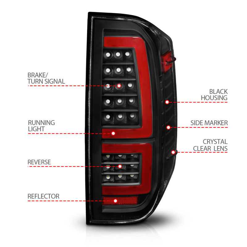 ANZO 2014-2021 Toyota Tundra LED Taillights Black Housing/Clear Lens - Burkken Auto Parts