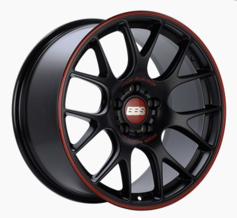 BBS CH-R Nurburgring Edition 18x8.5 5x112 ET47 Satin Black/Red Lip Wheel - 82mm PFS/Clip Req. - Burkken Auto Parts