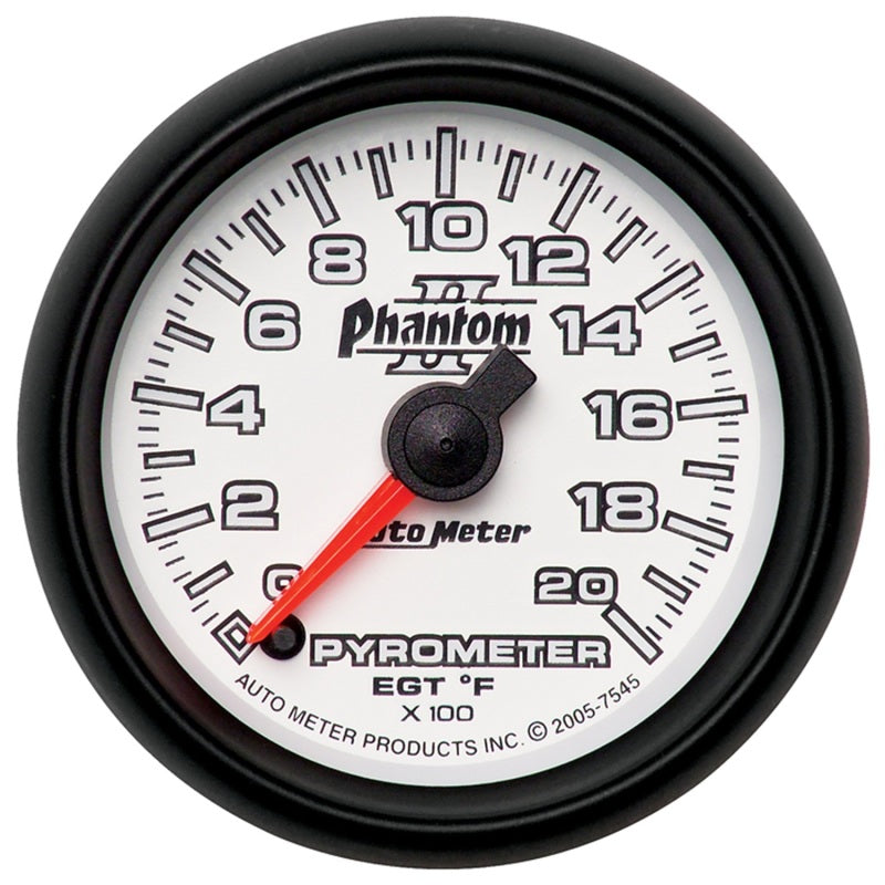 Autometer Phantom II 52.4mm Full Sweep Electronic 0-2000 Def F EGT/Pyrometer Gauge - Burkken Auto Parts