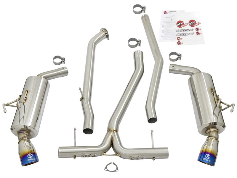 aFe POWER Takeda 16-17 Honda Civic I4-1.5L (t) 2.5-2.25in 304 SS CB Dual-Exit Exhaust Blue Tips - Burkken Auto Parts
