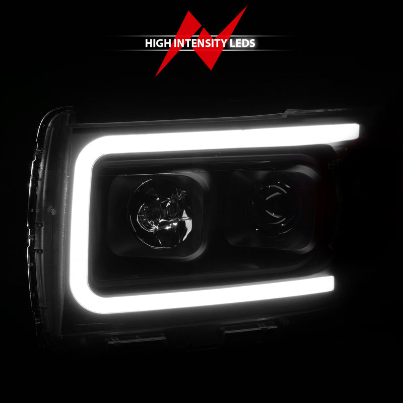 ANZO 2015+ GMC Canyon Projector Headlights w/ Plank Style Design Black w/ Amber - Burkken Auto Parts