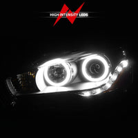 ANZO 2008-2015 Mitsubishi Lancer Projector Headlights w/ Halo Black (CCFL) - Burkken Auto Parts