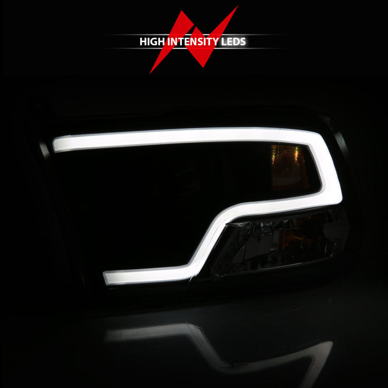 ANZO 09-18 Dodge Ram 1500 Plank Style Projector Headlights Black w/ Halo - Burkken Auto Parts