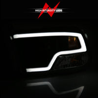 ANZO 09-18 Dodge Ram 1500 Plank Style Projector Headlights Black w/ Halo - Burkken Auto Parts