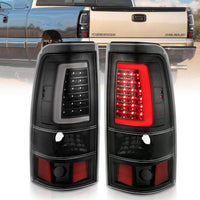 ANZO 1999-2002 Chevy Silverado 1500 LED Taillights Plank Style Black w/Clear Lens - Burkken Auto Parts