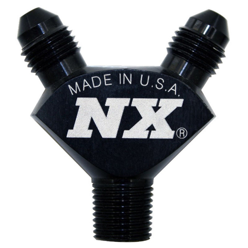 Nitrous Express 1/8NPT x 3AN x 3AN Billet Pure-Flo Y Fitting - Black - Burkken Auto Parts