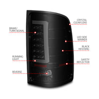 ANZO 2007-2013 GMC Sierra LED Tail Lights w/ Light Bar Black Housing Smoke Lens - Burkken Auto Parts