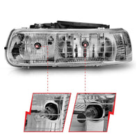ANZO 1999-2002 Chevrolet Silverado 1500 Crystal Headlights Chrome - Burkken Auto Parts