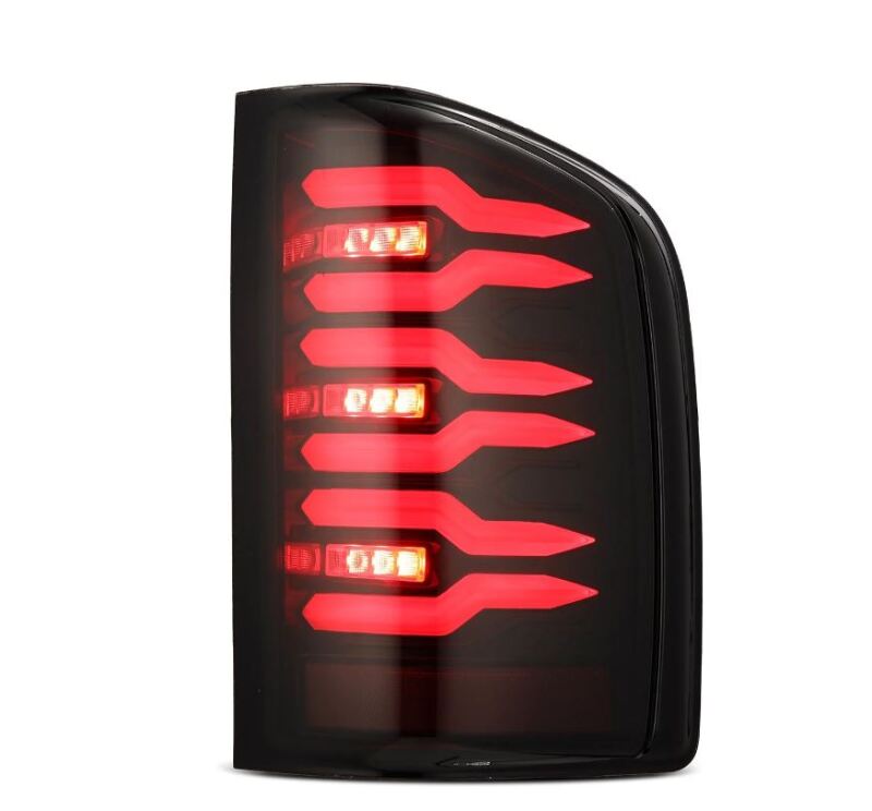 AlphaRex 07-14 Chevrolet Silverado 1500/2500HD/3500HD Luxx-Series LED Tail Lights Black/Red - Burkken Auto Parts