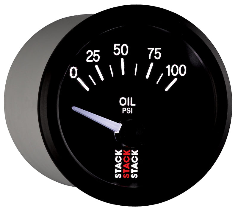 Autometer Stack Instruments 52mm 0-100 PSI 1/8in NPTF Electronic Oil Pressure Gauge - Black - Burkken Auto Parts