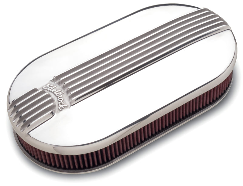 Edelbrock Air Cleaner Classic Series Oval Aluminum Top Dual Carburetor Polished - Burkken Auto Parts