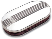 Edelbrock Air Cleaner Classic Series Oval Aluminum Top Dual Carburetor Polished - Burkken Auto Parts